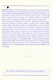Programme for production by Dublin Focus Theatre of Antigone by Jean Anouilh. (Side 2)
 (Side 2.)